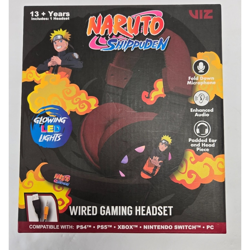 Naruto Shippuden Wired Gaming Headset LED Lights PS4 PS5 Xbox Switch PC
